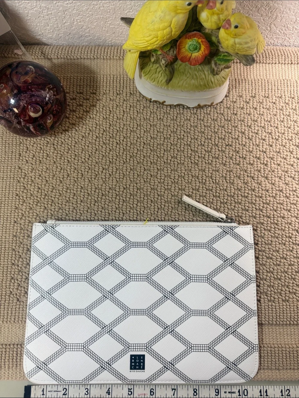 Le Bon Marché Rive Gauche Paris Black White Geometric Zip Pouch